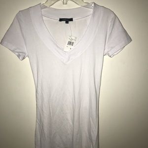 Solid White V Neck Top